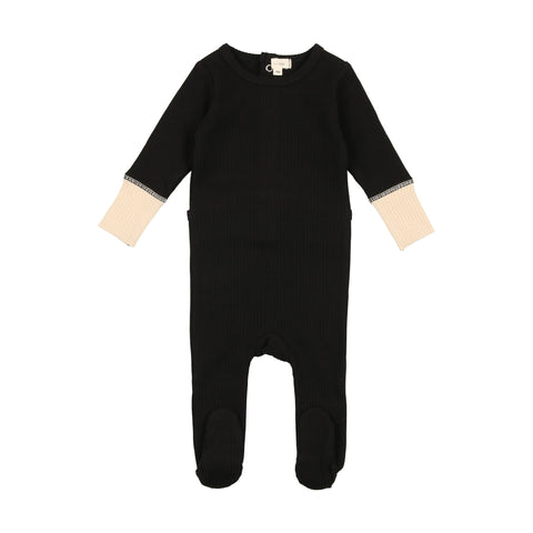 Lil Legs Black/Cream Classic Pajama Footie