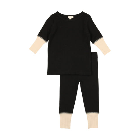 Lil Legs Black/Cream Classic Long PJ Set