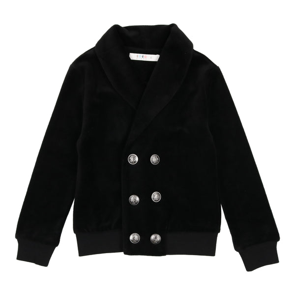 Coco Blanc Black Velour Double Breasted Blazer