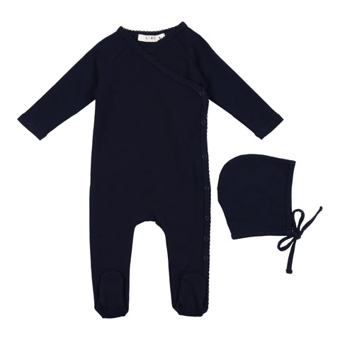 Coco Blanc Navy Wrap Footie With Beanie