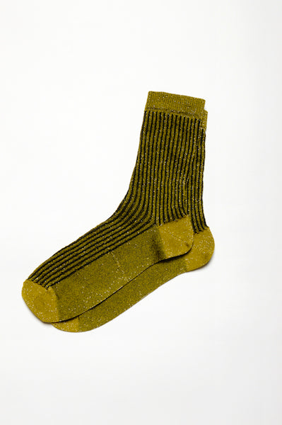 Leoca Gold and Black Striped Ribbed Socks