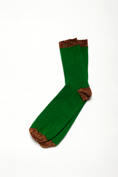 Leoca Dark Green Ribbed Socks