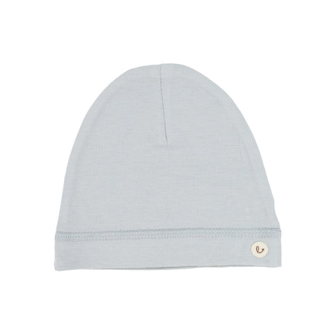 Lil Legs Dusty Blue Brushed Cotton Wrapover Beanie