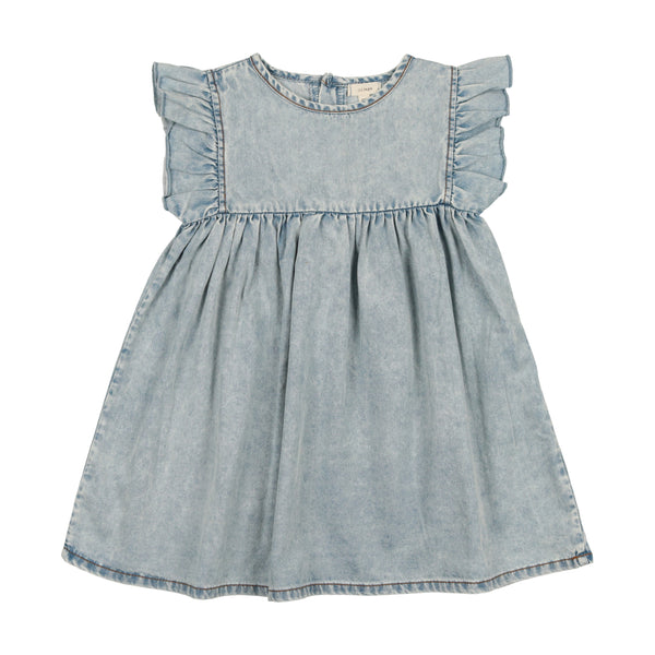 Lil Legs Stone Wash Short Sleeve Flutter Dress