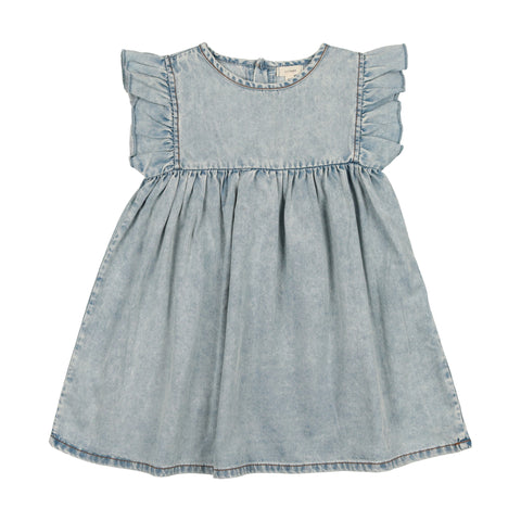 Lil Legs Stone Wash Short Sleeve Flutter Dress