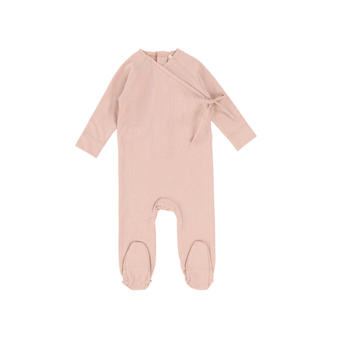 Lil Legs Dusty Pink Brushed Cotton Wrapover Footie