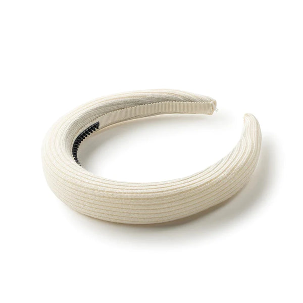 Halo Luxe Cream Eva Logo Ribbed Knit Padded Headband