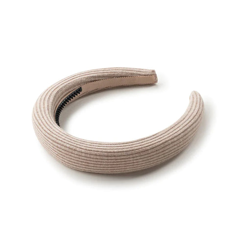 Halo Luxe Oatmeal Eva Logo Ribbed Knit Padded Headband