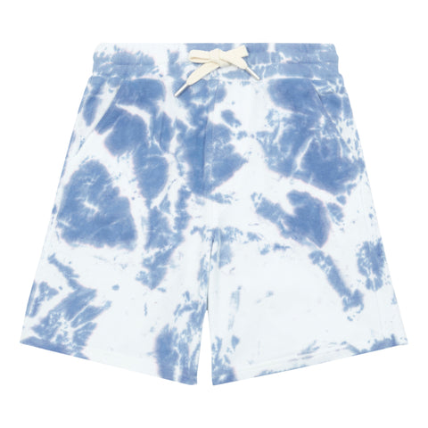 Hundred Pieces Long Blue Tie Dye Shorts