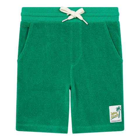 Hundred Pieces Boys Green Terry Long Shorts