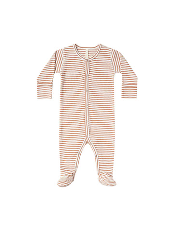 Quincy Mae Rust Stripe Footed Onesie