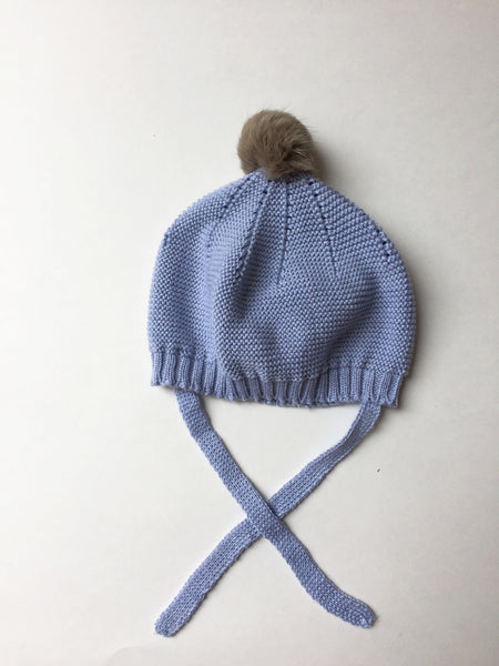 Pilar Batanero Light Blue Knit Pompom Hat