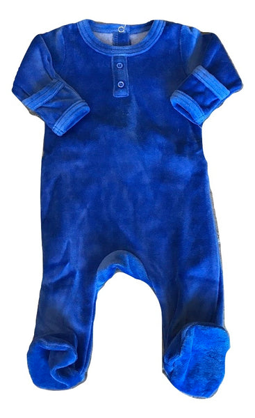 Dream Baby Layette Blue Velour Onesie