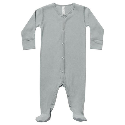 Quincy Mae Dusty Blue Footed Onesie