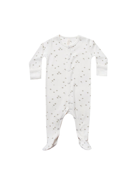 Quincy Mae Ivory Gold Stars Footed Onesie