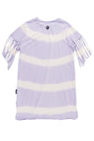 Loud Apparel Gift Ecru/Lavender  Fringe T-shirt Dress