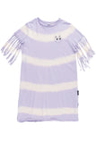 Loud Apparel Gift Ecru/Lavender  Fringe T-shirt Dress