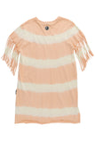 Loud Apparel Gift Ecru/Peach Fringe T-shirt Dress