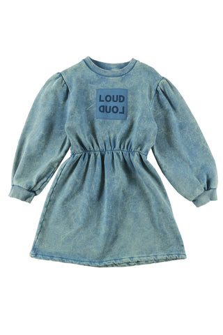 Loud Apparel Marbled Blue Bay Chart Dress