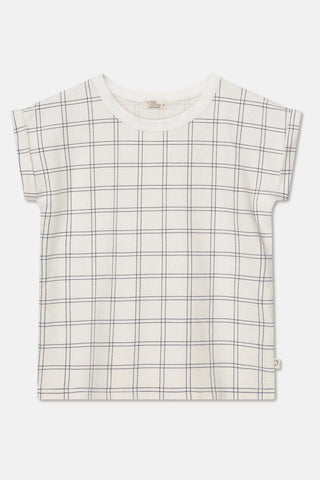 My Little Cozmo Ivory Plaid Crepe Gil T-shirt