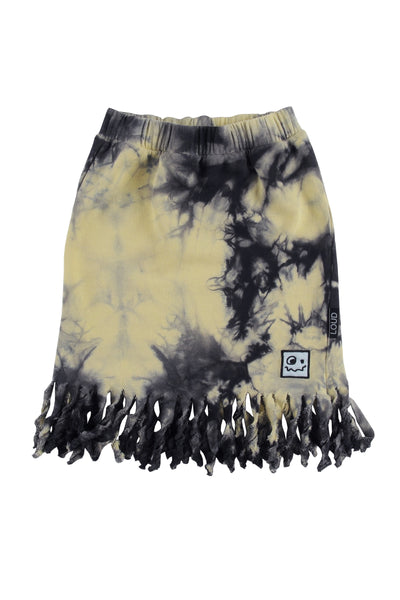 Loud Apparel Yellow Tie Dye Fringe Call Skirt