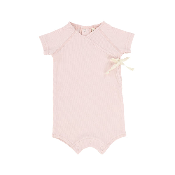 Lil Legs Pink Girl Ribbed Wrap Romper