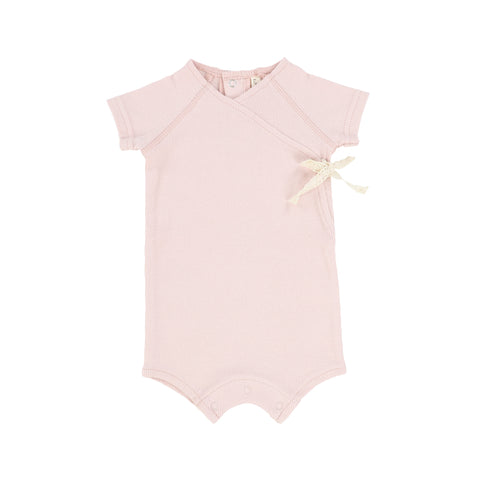 Lil Legs Pink Girl Ribbed Wrap Romper