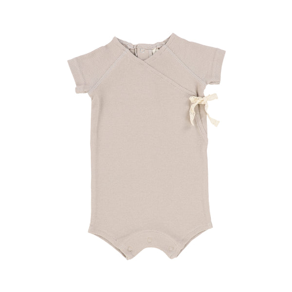 Lil Legs Stone Girl Ribbed Wrap Romper