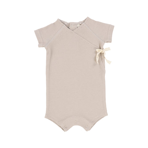 Lil Legs Stone Girl Ribbed Wrap Romper