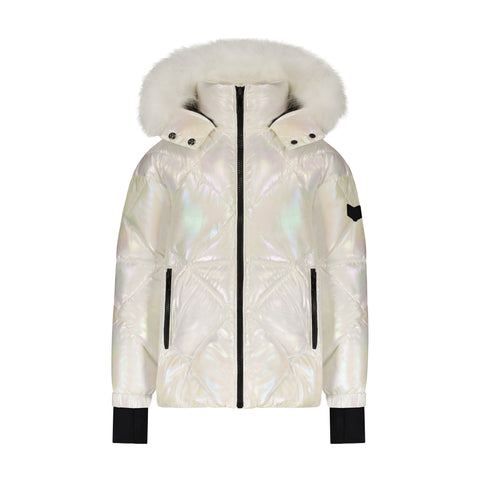 Scotch Bonnet Irridescent Quilted Jacket with White Tips