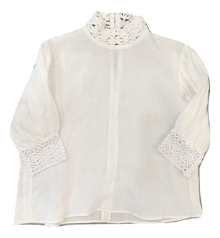 You and Me White Lacey Collared Blouse