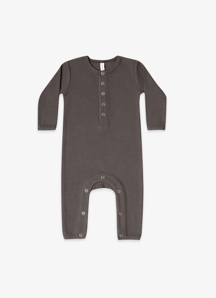 Quincy Mae Coal Ribbed Baby Jumpsuit