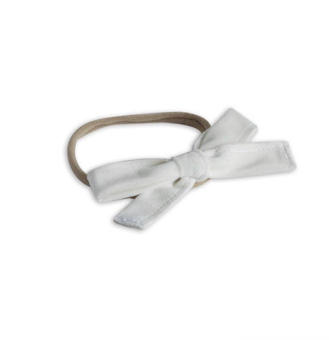 Arbii Winter White Velvet Classic Baby Bow