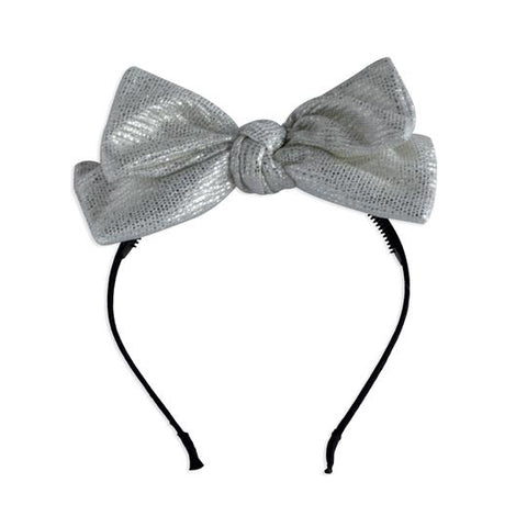 Arbii Silver Metallic Layer Bow Headband