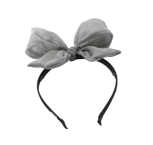 Arbii Silver Metallic Bow Headband