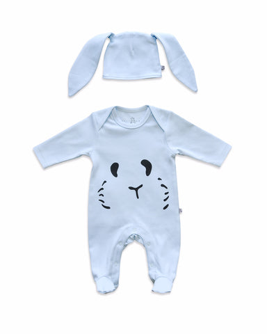 Petit Patch Bunny Sleepsuit PALE Blue