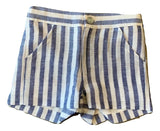 Pilar Batanero Blue Stripe Linen Shorts