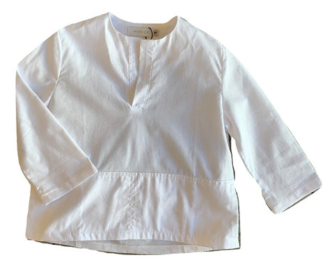 Annice White Cotton Linen Shirt with Side Pockets