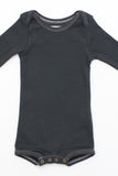Flora and Henri Long Sleeve Onesie With Snaps Charcoal