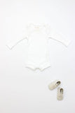 Flora and Henri Long Sleeve Onesie With Snaps White