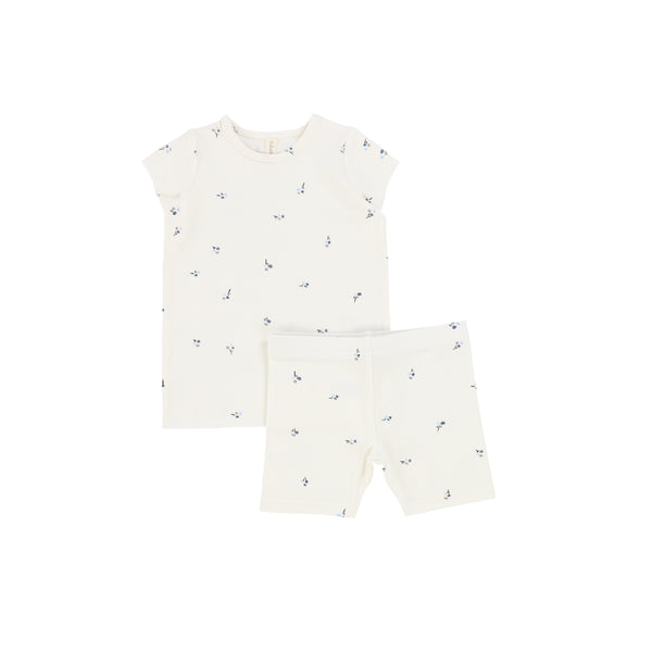 Lil Legs Ivory/Pewter Short Sleeve Lounge Set