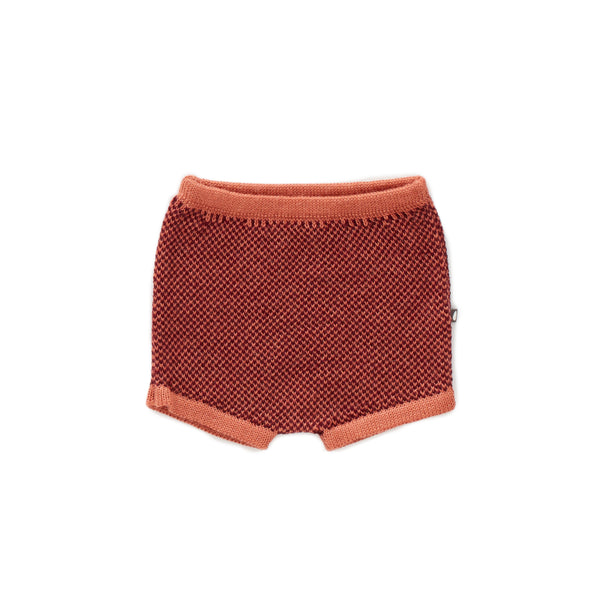 Oeuf Apricot & Burgundy Knit Shorts