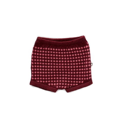 Oeuf Burgundy & Peony Knit Shorts