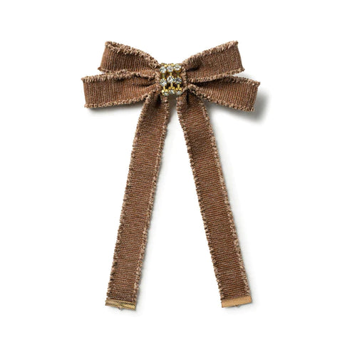 Halo Luxe Mocha Kate Corduroy Rhinestone Clip