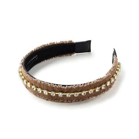 Halo Luxe Mocha Kate Corduroy Rhinestone Headband