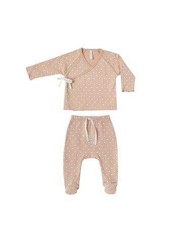 Quincy Mae Petal Heart Kimono Top + Footed Pant Set