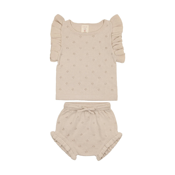 Lil Legs Oat Knit Pointelle Set