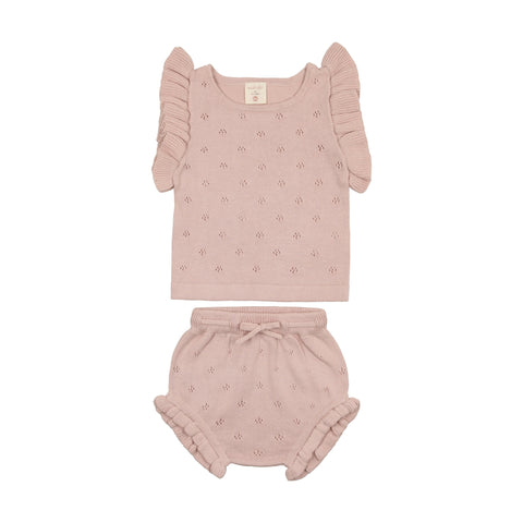 Lil Legs Pink Knit Pointelle Set