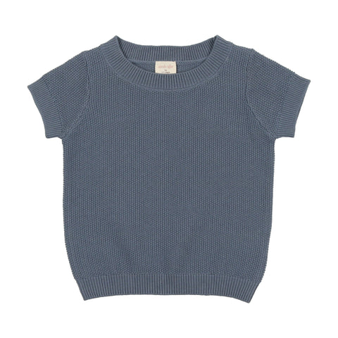 Lil Legs Blue Short Sleeve Knit Sweater