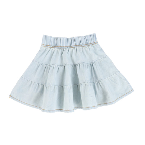 Lil Legs Chambray Denim Tencil Tiered Skirt